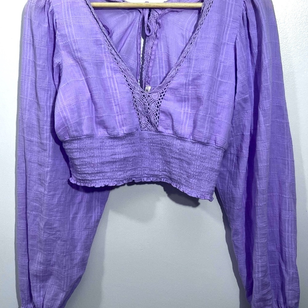 Lavender Lace Trim Women's Top